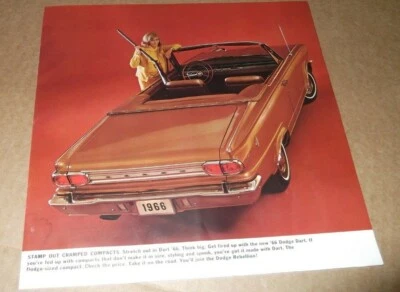 1966 DODGE DART GT КАБРИОЛЕТ ОРИГИНАЛЬНЫЙ ДИЛЕР РЕКЛАМА AD 66★ - Изображение 1 из 2