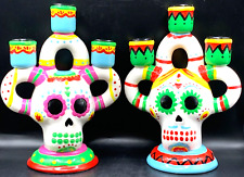 8 by 5 1/2 in man & woman day of the dead candle holders by hyde & eek ceramic