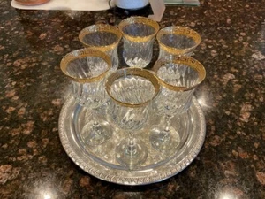 Marquis 6 piece 7 oz Gold Patterned Rim Wine Stemware Set by Circleware - Picture 1 of 7