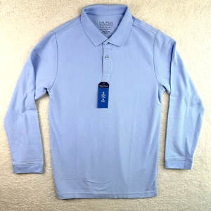 Nautica Youth School Uniform Long Sleeve Polos Shirt Color Light Blue XL - Picture 1 of 14