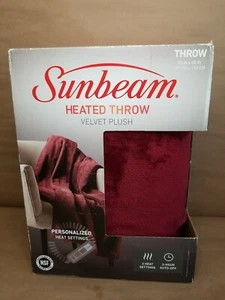 Sunbeam Heated Throw Velvet Plush 50" x 60" 3 Settings 3 Hour Auto Off - Picture 1 of 6