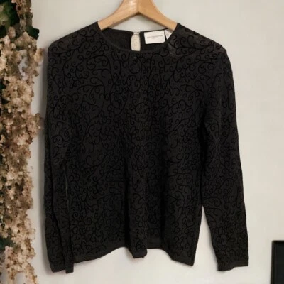 Liz Claiborne Semi Transparente Acanalado Con Detalle Jacquard Terciopelo Talla S Foto 1 de 4