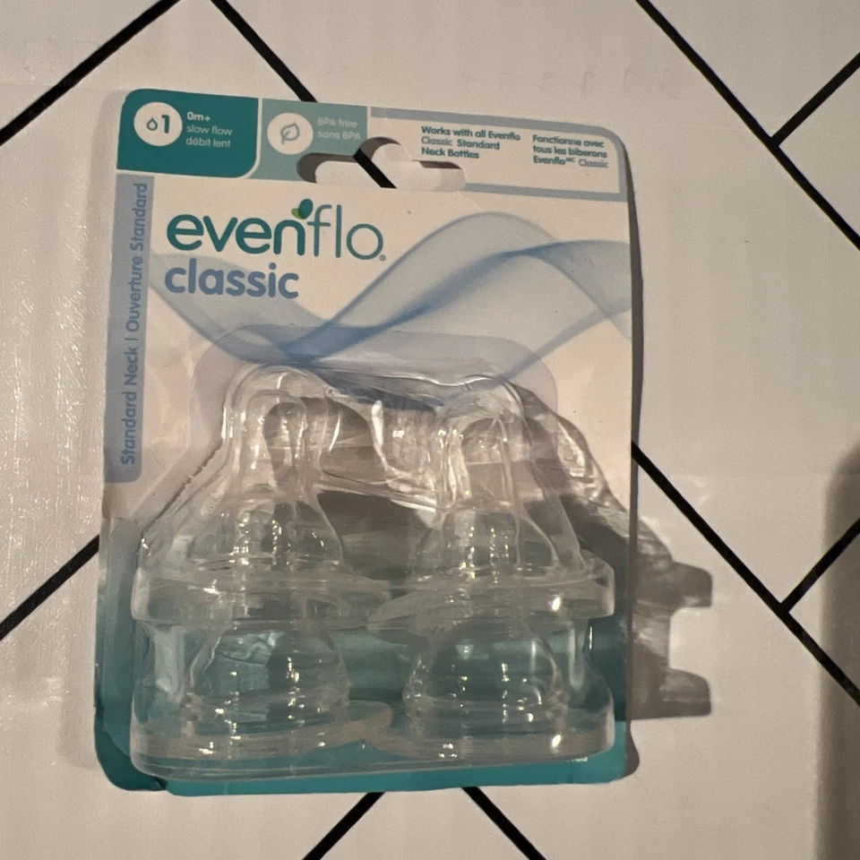 3pk of 4 Evenflo Classic Nipples Stage 1 Slow Flow 0 Month 2016