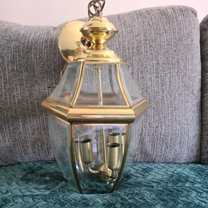 Vintage Searchlight Bevelled Lantern Light, Ceiling Pendant Gold Colour - Picture 1 of 24