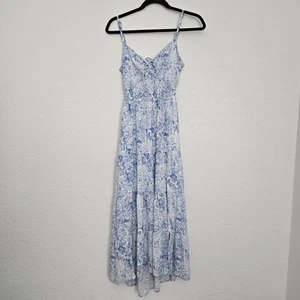Hollister M Twist Bust Tiered Maxi Dress Open Back Smocked Light Blue - Picture 1 of 11
