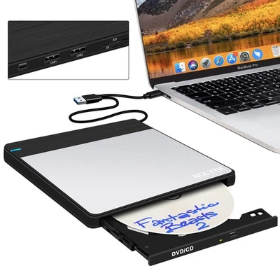 External CD/DVD Drive for Laptop Burn DVDs and CDs for Files Data Backup Supp... - Image 1 of 4