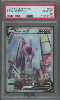 Pokemon TCG Mewtwo V 072/078 Pokemon Go Alternate Art PSA 10 - Image 1 of 2
