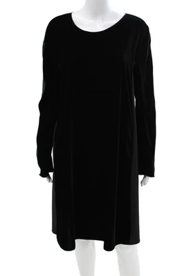 Hache женщин назад молнии 3/4 рукав бархата в тонкую полоску платье черный размер IT 48 - Изображение 1 из 4