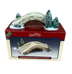 Lemax Dickensvale Collectibles 1994 Porcelain Stone Bridge With Trees - Picture 1 of 6