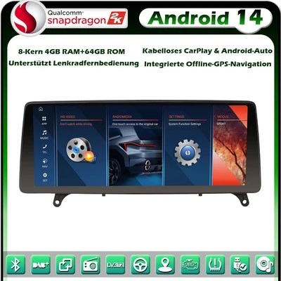 12.3" 8-Core 8+128GB Android 14 Autoradio GPS CarPlay DAB+ BMW X5 E70 X6 E71 CIC - Bild 1 von 4