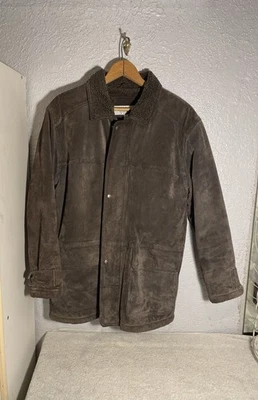 Mens Genuine Leather Coat Jacket Dark Brown Size 42 Vintage Made In USA Y2K - Image 1 of 4