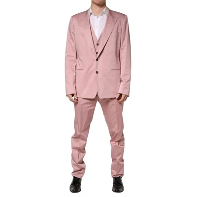 DOLCE & GABBANA Suit Pink Cotton Single Breasted 3 Piece EU58/US48/3XL 2190usd - Image 1 of 4