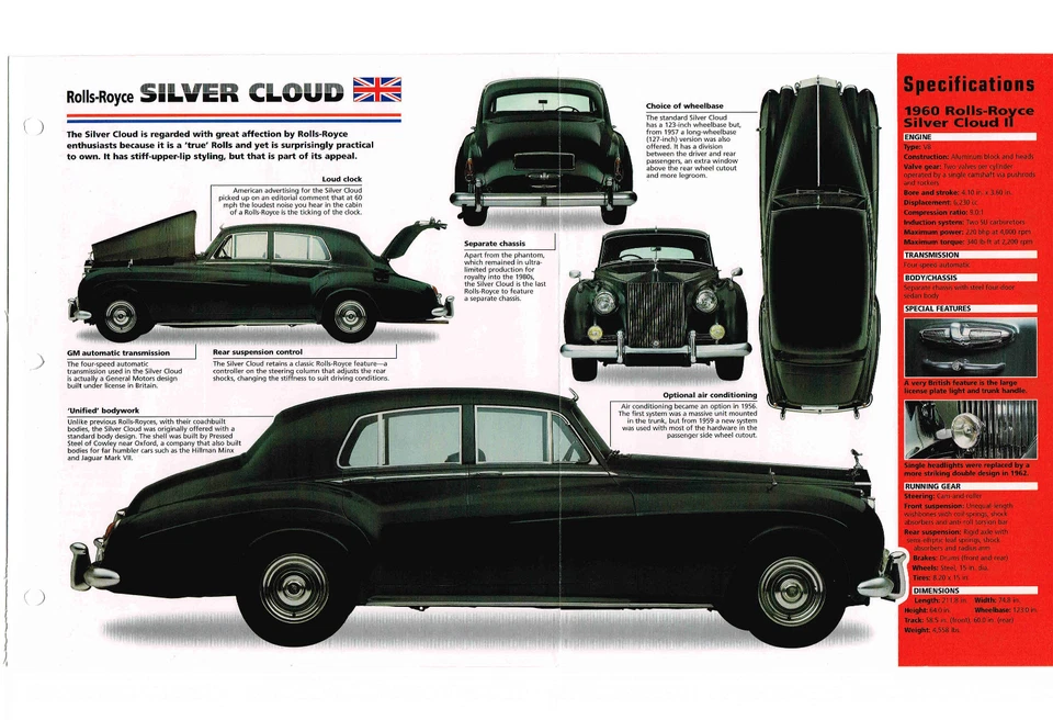ROLLS ROYCE SILVER CLOUD IMP Brochure: 1959,1960,1961,........ - Image 1 of 4