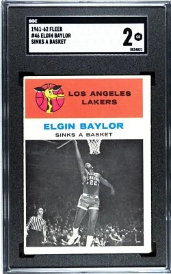 SGC 2 GD 1961 FLEER ELGIN BAYLOR #46 LAKERS ACTION HOF 34821 Foto 1 de 2