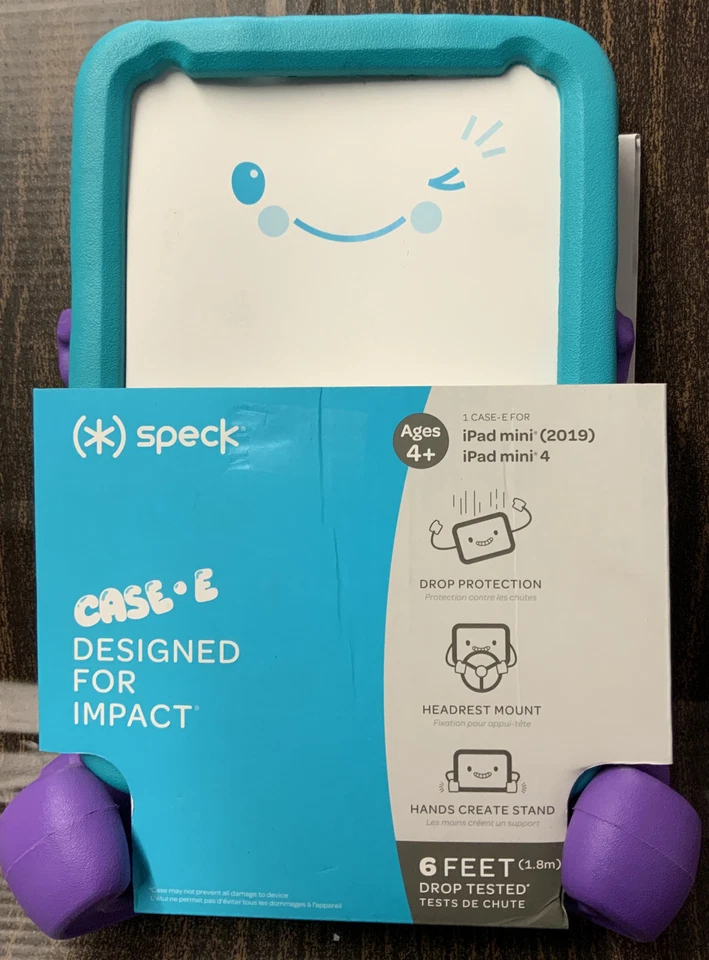 ⚡️Speck Case-E Case w/ Microban iPad mini 4 (2019) Aquamarine Teal & Purple - Image 1 of 2