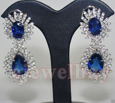 3.26ct Natural Round Diamond 14K Solid White Gold Sapphire Earring