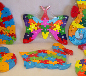 Wooden Animal Shape Alphabet Number block Puzzle Educational Toy