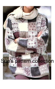 Ladies sweater & cardigan patch work knitting pattern in DK. Twin set, Jacket. - Picture 1 of 4
