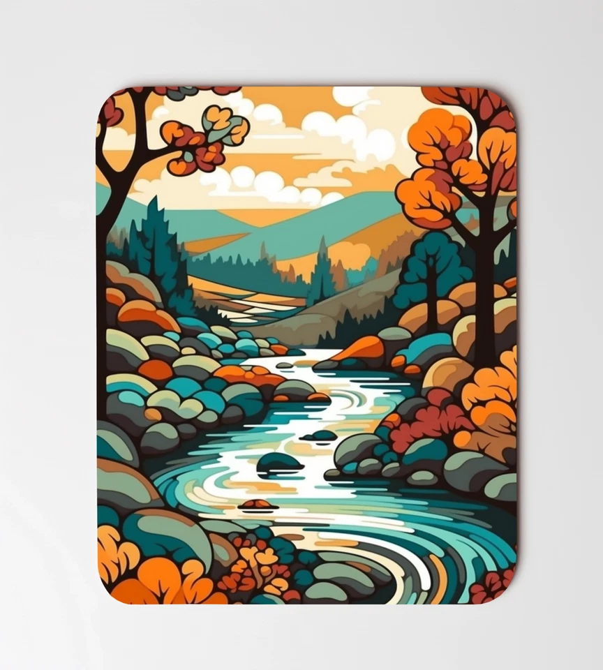 Beautiful River Landscape Art Desk Mouse Pad 8"x9.5" Non Slip Rectangle Mousepad - Image 1 of 1