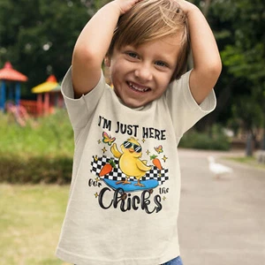 I'm Just Here For The Chicks Toddler Shirt -Kids Easter Shirt - Cute Easter Todd - Picture 1 of 5