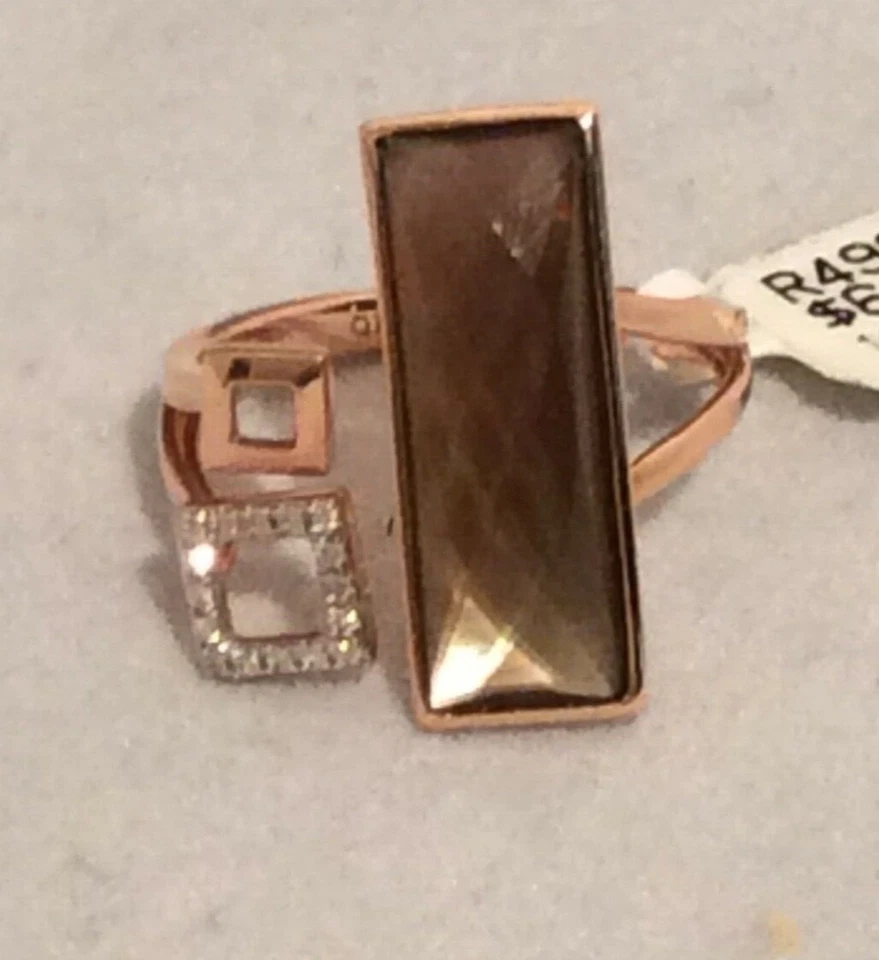 Anillo oro rosa 14k con diamantes y topacio ahumado Foto 1 de 4