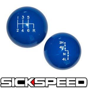 BLUE OL' SKOOL SHIFT KNOB/TRANSFER CASE SET FOR 6 SPEED JEEP JK GEAR SHIFTER A - Picture 1 of 1