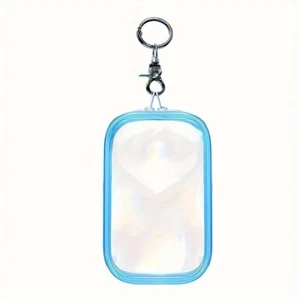 2Pcs Clear Figure Display Bag with Keychain, PVC Storage Bag, Square Blue - Picture 1 of 7