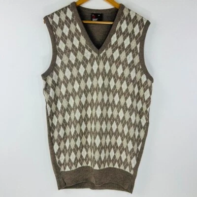 Chaleco Argyle De Colección Robert Bruce Para Hombre Marrón Crema Talla Grande Alto Foto 1 de 4