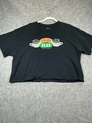 Friends Central Perk Crop T Shirt Womens XL X Large Black Cut Off Tee Graphic Foto 1 de 4