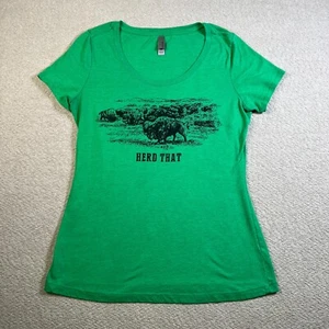 Marshall Thundering Herd Scoop Neck T-Shirt Womens Size Large Green 'Herd That' - Picture 1 of 8