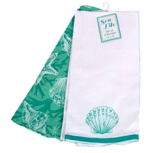 Tropical Shell Set of 2 Cotton Towels  25142F - Picture 1 of 1