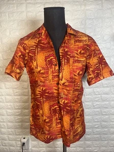 Yiume Orange Hawaiian Shirt For Men Fantasy Flowers Print Short Sleeve Small - Picture 1 of 4