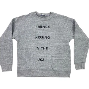 Rebecca Minkoff "French Kissing in the USA" Women's Gray Sweatshirt/Jumper SMALL - Picture 1 of 9