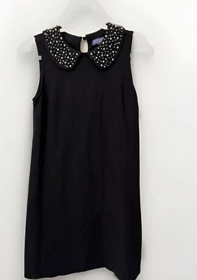 Vestido Vivienne Tam Shift XS Negro Cuentas Cuello Peter Pan Tejido Elástico Foto 1 de 4