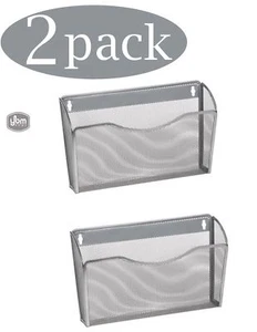 YBM Home Mesh Wandhalterung Aktenhalter Silber 13,1 Zoll L 3,75 Zoll W 8,5 in L 2 Stück - Bild 1 von 2