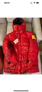 The North Face L Brown Label Ripstop RS Down Insulated Winter Parka Jacket Red - Picture 1 of 10