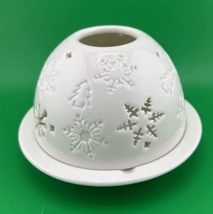 New Belleek Living Snow Flake Dome Votive Illuminating Candle Holder - Picture 1 of 7