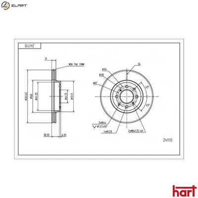 2x BRAKE DISC 241 110 FOR MG LOTUS ROVER 45/Hatchback 200/II/Convertible 25 1.4L - Image 1 of 4