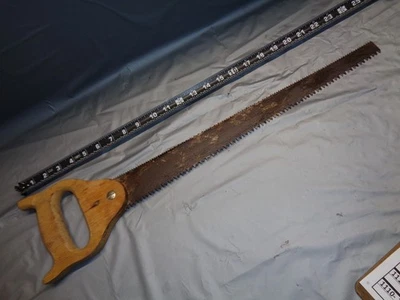 Sierra de mano de poda de hoja de 18" de doble filo vintage mango de madera Foto 1 de 4