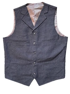UNBRANDED CLASSIC TAILORED 4-POCKET BROWN TWEEDY WAISTCOAT/VEST M - Picture 1 of 3