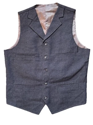UNBRANDED CLASSIC TAILORED 4-POCKET BROWN TWEEDY WAISTCOAT/VEST M - Image 1 of 3