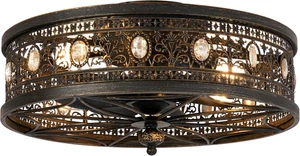 Caged Ceiling Fans with Lights,Vintage Victorian Rustic Crystal Fandelier,Low Pr - Picture 1 of 12