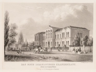 J. GRAY (*1813), Neues Israelitisches Krankenhaus Hamburg, um 1840, Sst. - Bild 1 von 4