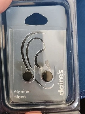 16G 1.2 MM Cartilage Earrings Stud Slate Black NEW Flat Back Titanium EarRings - Image 1 of 4