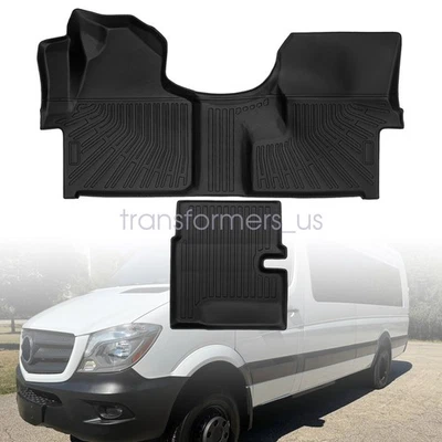 TPE 1st Row+Center Aisle Floor Mats Liners For 2007-2021 Mercedes-Benz Sprinter - Image 1 of 4