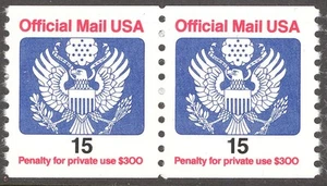 Scott O138A - El sello de correo oficial de 1988 15¢ - Par de bobinas MNH - Imagen 1 de 1