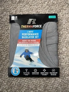 Russell Boys Therma Force Underwear Long Sleeve Top Bottom Set GREY LARGE NEW - Picture 1 of 4