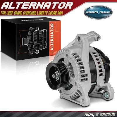 Alternator for Jeep Grand Cherokee 07-10 Liberty Dodge Ram 160A 12V CW 6-Groove - Image 1 of 4