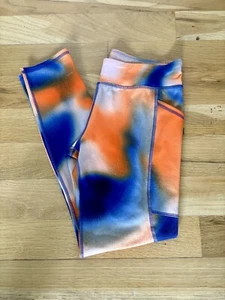 Girls Leggings Activewear XXL 18 Pants Sport Blue Orange Tie Dye Multicolor - Picture 1 of 5