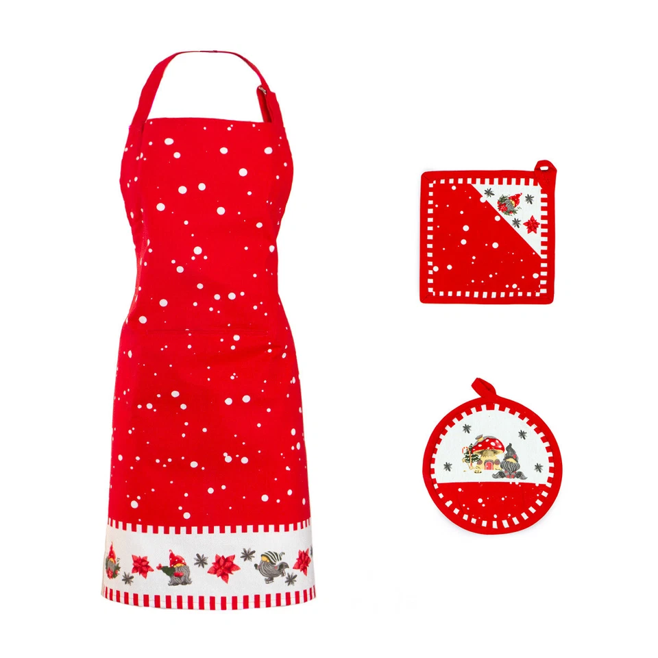 Set grembiule + 2 presine natalizio Doran in Puro cotone K840 - Immagine 1 di 1